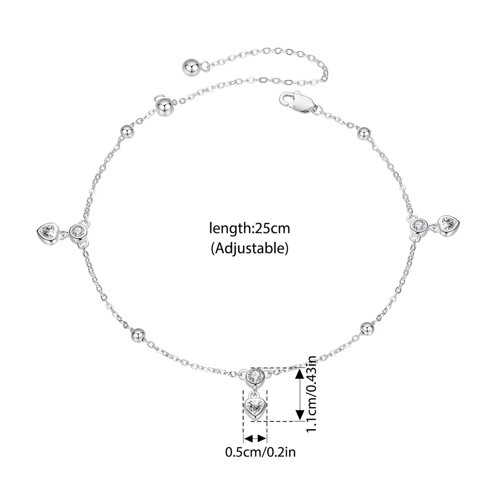 WOSTU Original 925 Sterling Silver Simple Animal Snake Anklet Adjustable Chain White Gold For Women Party Gift Fine Jewlery