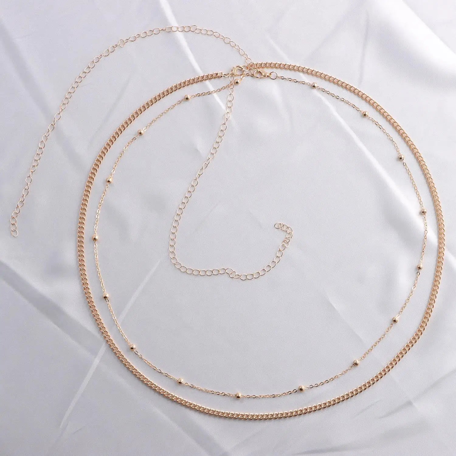 Fashion Metal Double Layered Beads Belly Chains for Women Simple Gold Color Waist Body Chain Beach Party Jewlery Accessories
