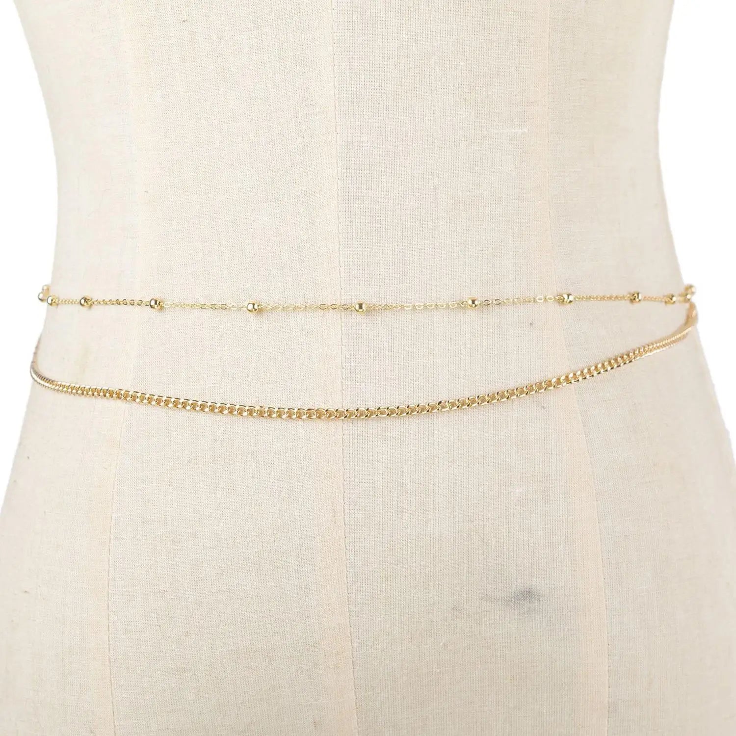 Fashion Metal Double Layered Beads Belly Chains for Women Simple Gold Color Waist Body Chain Beach Party Jewlery Accessories