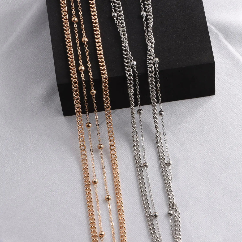 Fashion Metal Double Layered Beads Belly Chains for Women Simple Gold Color Waist Body Chain Beach Party Jewlery Accessories