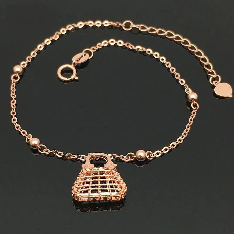 Plated 14K Rose Gold Geometric Fashion Jewlery Set Bracelet for Women Classic Hollow Exquisite Earring Necklaces